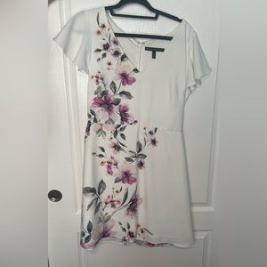 Short white floral spring dress